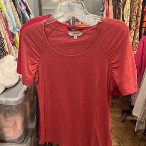 LIVERPOOL Womens -NWT- SHIRRED SHORT SLEEVE SLUB KNIT TEE